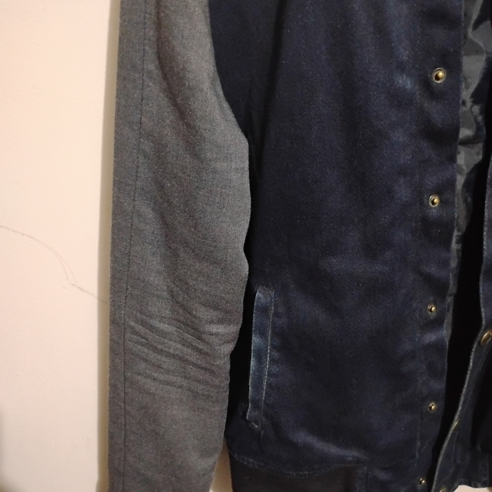 ZARA Men's Denim Couture  Jacket with Leather Sleeves Size XL - Picture 3 of 12